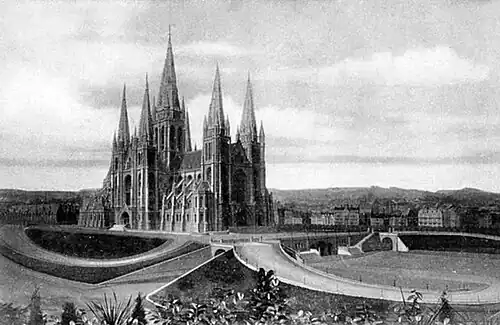 Neo-Gothic design for the National Basilica of the Sacred Heart by Pierre Langerock&nbsp;[fr] (1905)