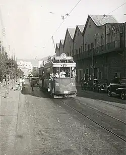 Line 2 tram in Bliss Street, 1940s