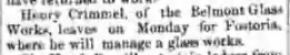 newspaper brief about Henry Crimmel leaving Bellaire