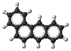 Ball-and-stick model of the benz[a]anthracene molecule