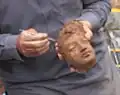 A Gandharan sculpture being excavated