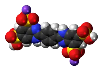 Space-filling model of the component ions of bisdisulizole disodium
