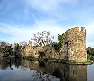 Moat and gatehouse of the Bishop's Palace in Wells