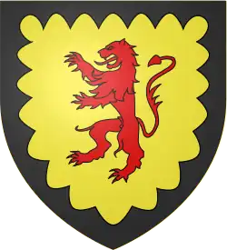 Attributed arms according to Michel Pastoureau:[3] D'or au lion de gueules, à la bordure engrêlées de sable