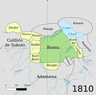 Mandara on the outskirts of the Bornu Empire (c. 1810)