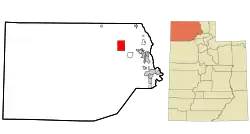 Location of Howell within Box Elder County and the State of Utah.