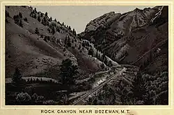 Frank Jay Haynes image of NPR tracks entering Bozeman Pass, 1884