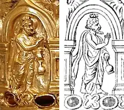 Vedic deity Brahma on the Bimaran casket.[a][b]