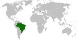Map indicating locations of Brazil and Bulgaria