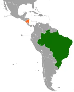 Map indicating locations of Brazil and Nicaragua