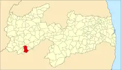 Location of Princesa Isabel within Paraíba