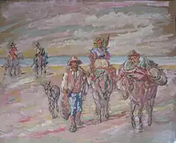 Breaking Camp, by LVG, drawing and gouache, Goriansky Family Collection