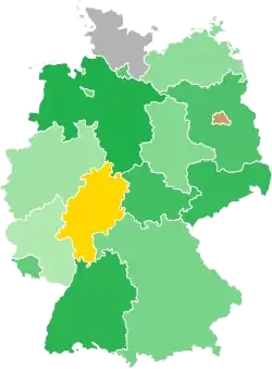 A coloured map of the states of Germany