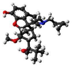 Ball-and-stick model of the buprenorphine molecule