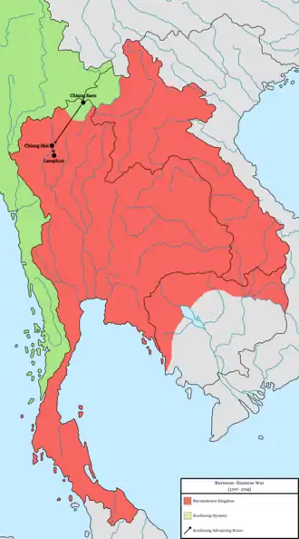 Map of the Burmese–Siamese War of 1797 through 1798)
