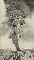 A Burmese oil well on fire, c. 1905