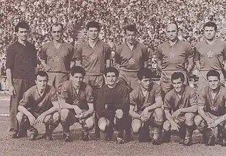 Constantin (front row, second from left) with CCA Steaua in 1961