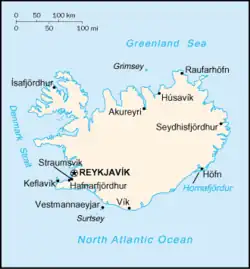 Map of modern Iceland