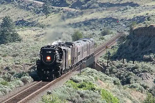 No.&nbsp;2816 pulling the Spirit of 150 train at Spences Bridge, British Columbia, on June 21, 2008