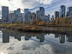 The Calgary skyline, as seen from Prince's Island Park