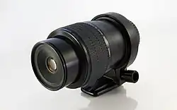 Canon MP-E 65&nbsp;mm macro lens. Small front lens elements are typical of macro lenses.