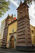 Baroque brick Parish of San Sebastián Mártir, Xoco in Mexico City, was completed in 1663[55]