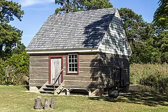 The style of planked log building called a plank house after the rectangular shape of the wall timbers.