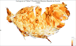 Cartogram of "other" presidential election results by county