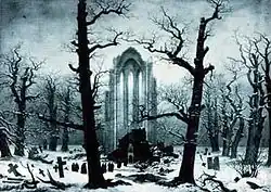 Caspar David Friedrich: Monastery graveyard under snow, 1818