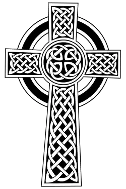 Ornamental version of Celtic "high cross" with decorative knotwork