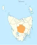 Map showing Central Highlands LGA in Tasmania