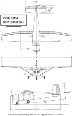 3-view line drawing of the Cessna 182B Skylane