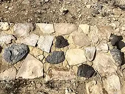 Stone wall of pueblo