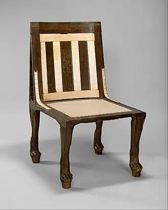 Chair of Reniseneb; 1450&nbsp;BC; wood, ebony & ivory; height: 86.2&nbsp;cm; Metropolitan Museum of Art
