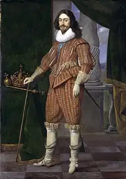 Charles I in a points-fastened doublet and breeches. 1629, by Daniel Mijtens the Elder