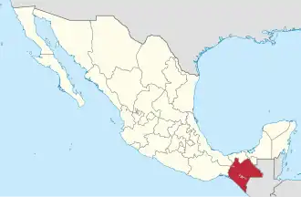 Map of Mexico with Chiapas highlighted