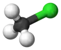 Ball and stick model of chloromethane