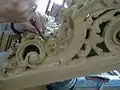 bracket for Christ Church, Spitalfields being carved