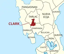 Location of Clark Pampanga and Tarlac