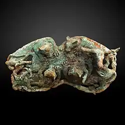 Bronze sculpture of the Dian kingdom (felines attacking an ox), 3rd century BCE, Yunnan, China.