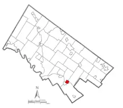 Location of Conshohocken in Montgomery County, Pennsylvania.
