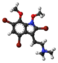 Ball-and-stick model of convolutindole A