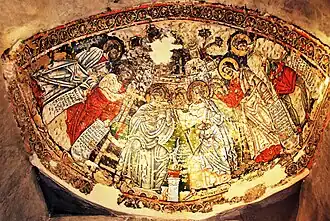 Encaustic painting of the Annunciation flanked by four Old Testament prophets, 8th century, Syrian Monastery