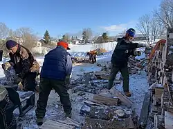 2020, time and wood donated each year (corvée), by parishioners, for the heating of the church,[16] rue de l'Église