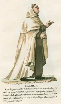 Habit of a Carmelite friar (French illustration, 1811)