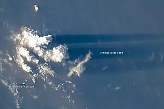 Orbital view of crepuscular rays