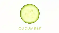 A sliced cucumber shown from the narrow end, with the title of the show–Cucumber–in green block capitals below.