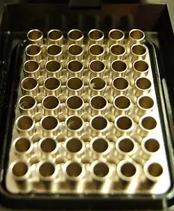 Image 35Inside of a 48-well thermal cycler, a device used to perform polymerase chain reaction on many samples at once (from History of biology)