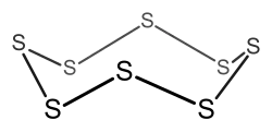 Cyclooctasulfur, an 8-membered inorganic cyclic compound (non-aromatic).