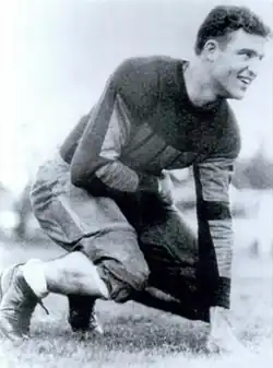 Smiling player in a crouch